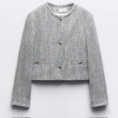 ZARA ツイードジャケット ノーカラー 金ボタン S