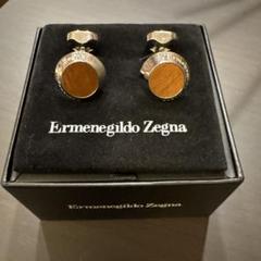 美品 Ermenegildo Zegna カフリンクス シルバー×ウッド