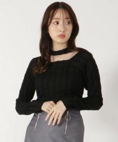 ジャガードチョーカーロングスリーブTシャツ