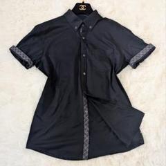 【美品】バーバリーブラックレーベル ホースロゴ 黒シャツ ノバチェック 半袖