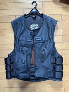 iCON レザー ベスト ジャケット 美品 レギュレーターベスト バイク オート iCON レザー ベスト ジャケット 美品 レギュレーターベスト