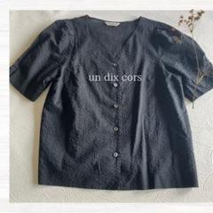 un dix cors 半袖ブラウス シャツ 黒 アンディコール フリー