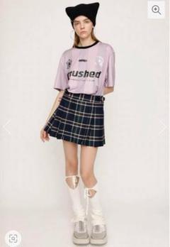 OPEN ZIP ショートスカート ネイビー チェック プリーツ　sly スライ