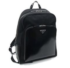 Prada ブラック バックパック ストライプデザイン CANAPA プラダ PRADA 2wayキャンバストートバッグ ブラック 黒