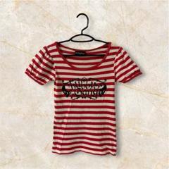 Chubby Gang 女の子 半袖Tシャツ 赤と白ストライプ フレンチ袖
