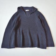 美品　INGEBORG フード付きニットノースリーブ　リボン　 黒 フリーサイズ WEB限定 TIME SALE！］《手洗い可能》肩シアーリボン