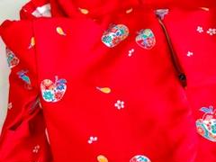 未使用美品 貴重手縫い 可愛い赤の子供着物アンサンブル 七五三 お正月節句 羽織