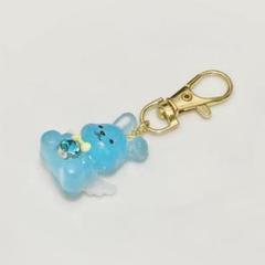 【オーダー】雪ウサギ(小)アクアマリン　他レジンキーホルダー計4点 レジン うさぎ 3月の誕生石 アクアマリンキーホルダー 天使の羽