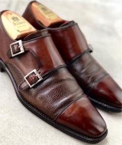 【cordwainer】定価約40%OFF ダブルモンクストラップ　シボ　レザー cordwainer】定価約40%OFF ダブルモンクストラップ シボ レザー