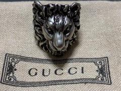 GUCCI グッチ クロス付 ライオンヘッドリング・指輪 M シルバー/ブラック GUCCI 美品 グッチ ライオンヘッド リング 指輪 402763 シルバー