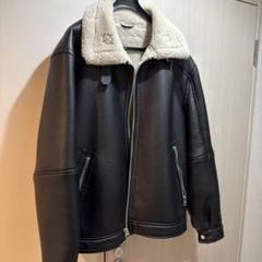 ZARA ブラックレザー ファー襟ジャケットXL