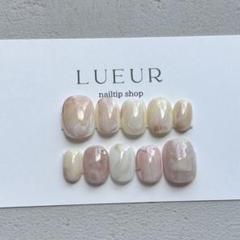 ネイルチップ 桃ネイル ニュアンス 韓国