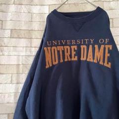 スウェット センター刺繍 NOTRE DAME 裏起毛 紺 XL