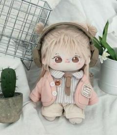 20cm 着せ替え ぬいぐるみ服 ヘットホン ピンク 推し活 ぬい活-A2612