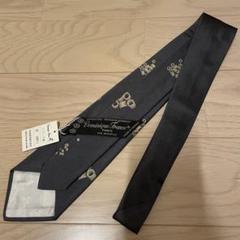 未使用に近い✨ ドミニクフランス ネクタイ ネイビー ジャガード スリークラウン i【希少】 ドミニクフランス ネクタイ パネル柄 スリークラウン