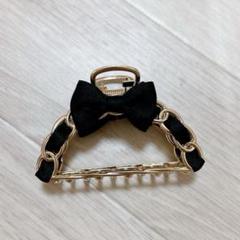 ヘアクリップ ブラック×ゴールド 黒 オシャレ