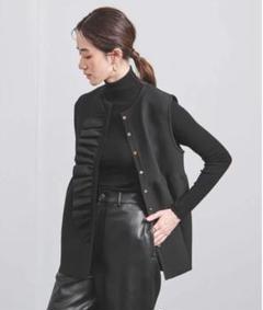 美品✨ユナイテッドアローズ　ニットフリルベスト　ノースリーブ　ジレ　ブラック 極美品◇ユナイテッドアローズ 2023ss フリルニット ベスト