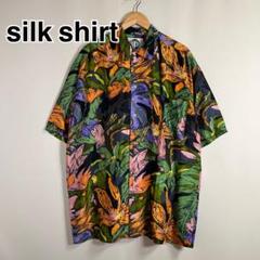 オーバーサイズ SILK フラワープリント 半袖シャツ ボックス シルクシャツ