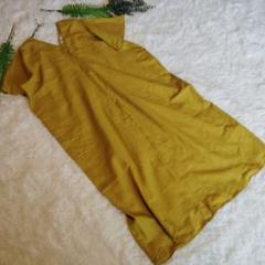【最終】ZARA チェニックワンピース　フレンチスリーブ　リネン　黄(M)