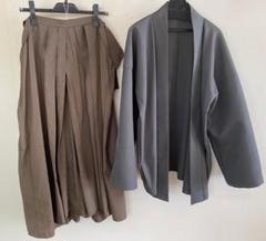 美品　トローヴ　羽織り　和ジャケット　和ローブ　ノーカラー　袴　甚平　黒　2 美品 トローヴ 羽織り 和ジャケット 和ローブ ノーカラー 袴