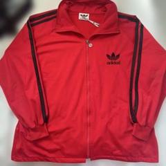 80s adidas トレフォイル ラグラン トラックジャケット 赤黒