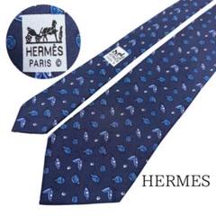 美品】HERMES エルメス 高級シルクネクタイ 総柄デザイン