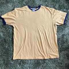 【リンガーTシャツ】オレンジ×ネイビー／古着風シンプルデザイン