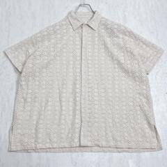 美品『ランデヴーオーグローブ』オーバーサイズレースシャツ フラワー刺繍 ベージュ