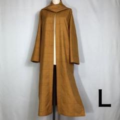 387 着物リメイク 正絹 紬 ロングジャケット Ｌサイズ スカーフ付きのサムネイル