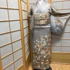 ［3941］訪問着 扇文箱花文 ぼかし 金彩 正絹 着物 袷