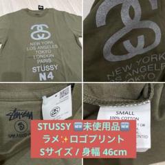 STÜSSY №４ ラメ入りロゴプリントTシャツ