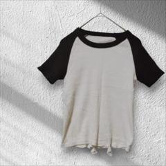 ホワイト/ブラック ラグランTシャツs 半袖