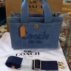 COACH デニムカーゴトートバッグ スモールショルダーストラップ付き COACH コーチ バッグ トートバッグ ショルダーバッグ デニム