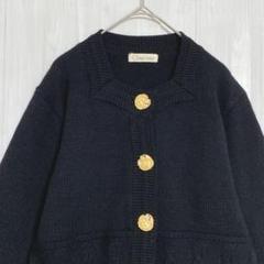 Chaconne ピエロボタン カーディガン　黒　L相当