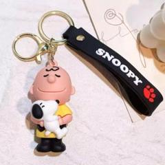 チャーリーブラウン　がま口マスコットキーホルダー スヌーピー カラビナマスコット チャーリーブラウン 座り