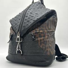 【美品】ジミーチュウ フィッツロイ リュック スターエンボス レオパード 黒