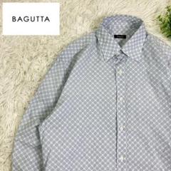 Bagutta バグッタ総柄長袖シャツ　イタリア製　ブルー　Mサイズ