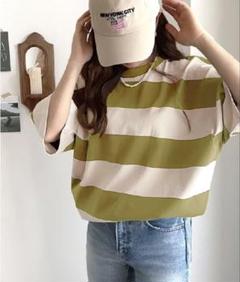 JaVa ジャバ　ワイドボーダーbigシルエットトップス　未使用に近い