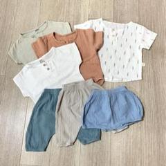 韓国子供服 ガーゼ コットン トップス パンツ7点セット