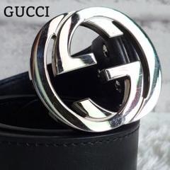 GUCCI ベルト バックル GG ロゴ　レザー　シルバー　ブラック グッチ Gロゴ レザー ベルト シルバーバックル ブラック