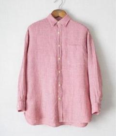 90's 巨人タグ　J.CREW ギンガムチェック　リネンシャツのサムネイル