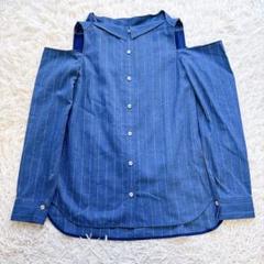 【美品】ADEAM アディアム　肩出し　ブラウス　シャツ　リネン　ストライプ 美品】ADEAM アディアム 肩出し ブラウス シャツ リネン