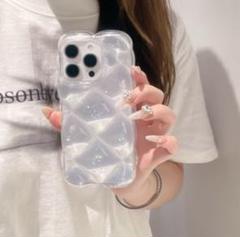 iPhone15 クリアラメケース　キルティング　ぷくぷく