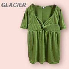 GLACIER半袖Tシャツカットソー　ツイストノット　グリーン　レディース/M