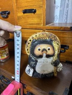 陶器製 たぬきの置物 約8cm