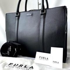 極美品 FURLA バッグ TRAVEL 2Wayビジネスバッグ NERO 黒