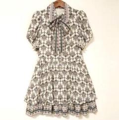 美品★ANNA SUI アナスイ★エンブロイダリープリントティアードワンピース