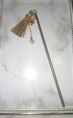 かんざし A級ビーズ アルミ薔薇 タッセル