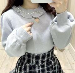 evelyn ハートビジューニット 水色 evelyn ハートビジューニット 水色