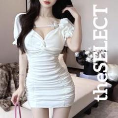 キャバドレス カラードレス 白 韓国 服 レディース ワンピース 白 ミニスカ